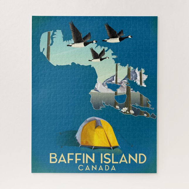 Puzzle cartel de viaje a la isla de Baffin Canadá (Vertical)