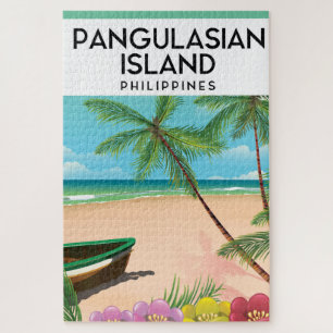 Puzzle cartel de viaje a la playa de la isla de Pangulasi