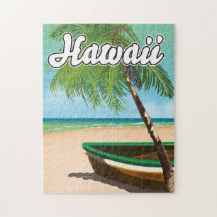 Puzzle Cartel de viaje a la playa tropical de Hawái