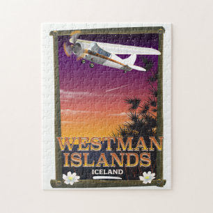 Puzzle cartel de viaje a las Islas Westman Islandia