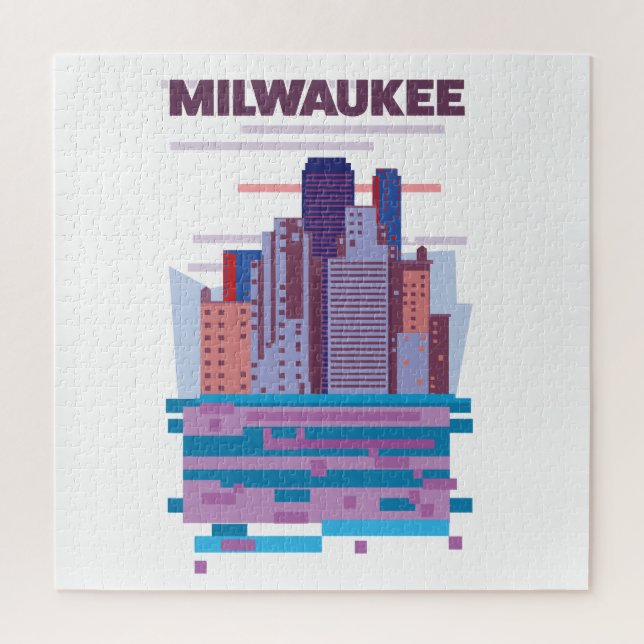 Puzzle Cartel de viaje a Milwaukee (Vertical)