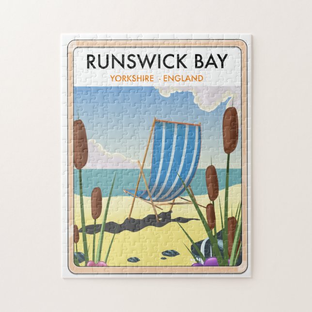 Puzzle Cartel de viaje a Runswick Bay Yorkshire (Vertical)