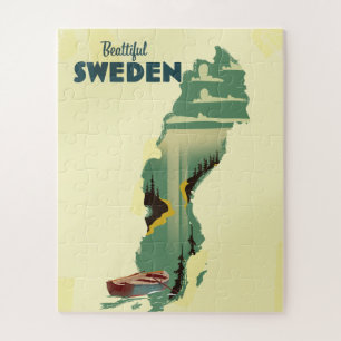 Puzzle Cartel de viaje a Suecia hermosa