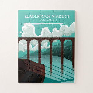 Puzzle Cartel de viaje a Viaducto de Leaderfoot Escocia