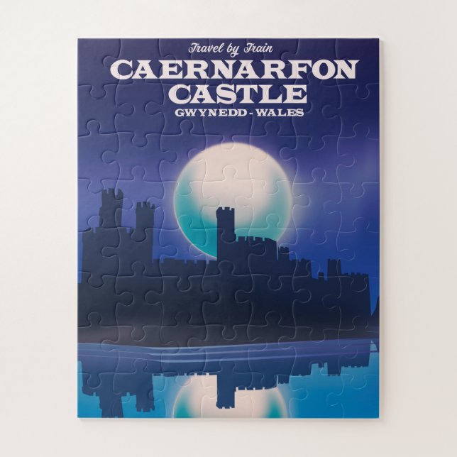 Puzzle Cartel de viaje al castillo de Caernarfon, Gwynedd (Vertical)