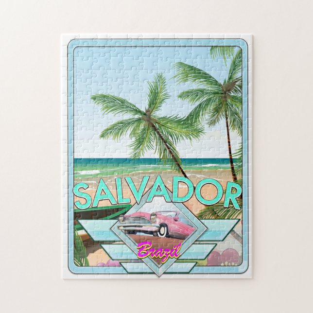 Puzzle Cartel de viaje al estilo de Salvador Brasil. (Vertical)