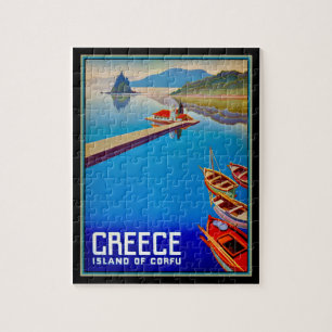Puzzle Cartel de viaje antiguo de la Isla de Corfú