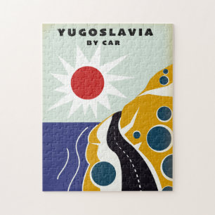 Puzzle Cartel de viaje antiguo de Yugoslavia en coche