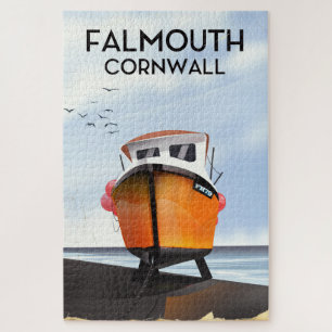Puzzle Cartel de viaje de barco pesquero de Falmouth Corn