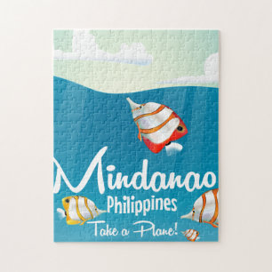 Puzzle Cartel de viaje de dibujos animados de Mindanao, F
