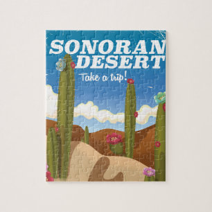 Puzzle Cartel de viaje de dibujos animados del cactus del