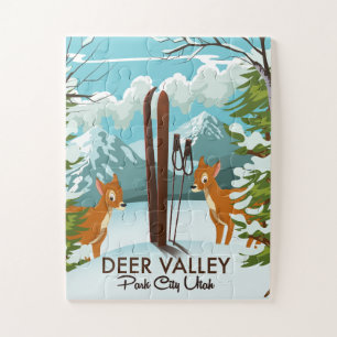 Puzzle Cartel de viaje de esquí de Deer Valley Park City 