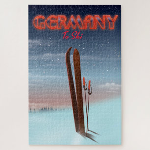 Puzzle Cartel de viaje de esquí sobre hielo de Alemania