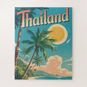 Puzzle Cartel de viaje de estilo vintage de una Tailandia