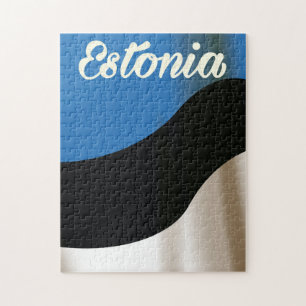 Puzzle cartel de viaje de la bandera nacional de Estonia