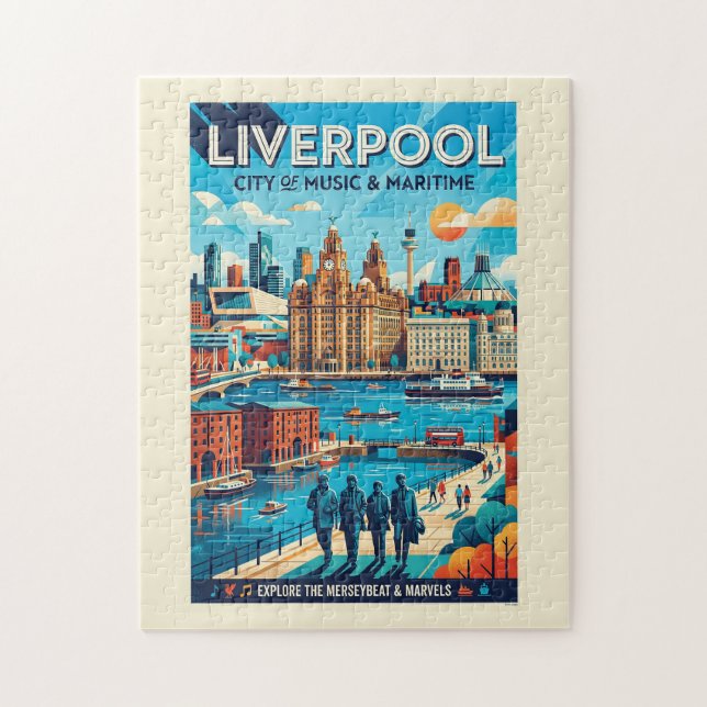 Puzzle Cartel de viaje de Liverpool (Vertical)