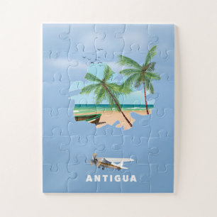 Puzzle Cartel de viaje de mapa ilustrado de Antigua