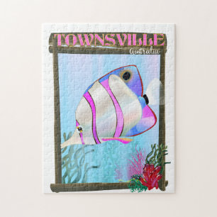 Puzzle Cartel de viaje de peces tropicales de Townsville