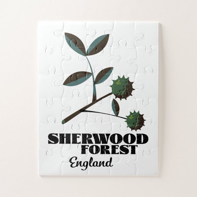 Puzzle Cartel de viaje de Sherwood Forest England (Vertical)