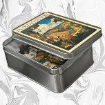 Puzzle Cartel de Viaje de Vintage NC Wyeth, En Old Kentuc<br><div class="desc">Ilustracion Vintage Estados Unidos de América cartel de viaje o etiqueta de equipaje para Kentucky por N. C. Wyeth con dos pioneros o fronteros en las montañas del país de atrás vestidos de cuero tradicional, gorras de piel común y caza de ciervos en el bosque. A lo lejos hay un...</div>