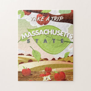 Puzzle Cartel de viaje del árbol de manzana del estado de