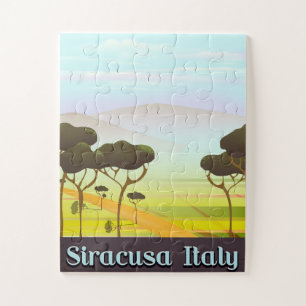 Puzzle Cartel de viaje del paisaje de Siracusa Italia.
