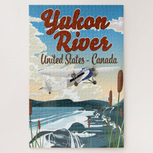 Puzzle cartel de viaje del río Yukon EE. UU. Canadá Café