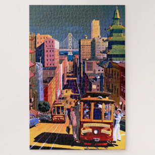 Puzzle Cartel de viaje del vintage San Francisco en tranv
