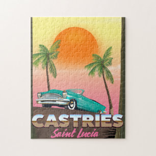 Puzzle Cartel de viaje exótico tropical de Castries Santa