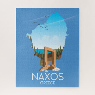 Puzzle Cartel de viaje griego del mapa de Naxos.