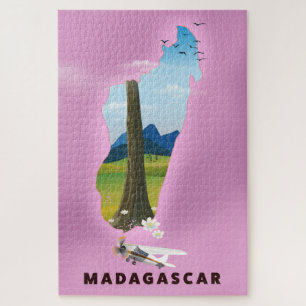 Puzzle Cartel de viaje ilustrado de Madagascar