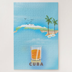 Puzzle cartel de viaje mapa ilustrado de Cuba