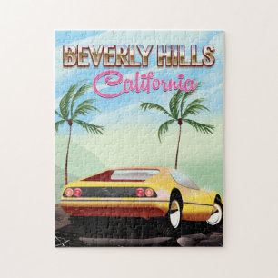 Puzzle Cartel de viaje retro de Beverly Hills California