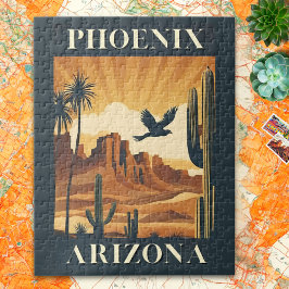 Puzzle Cartel de viaje retro de Phoenix Arizona