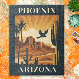 Puzzle Cartel de viaje retro de Phoenix Arizona