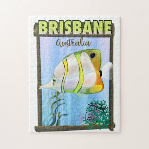 Puzzle Cartel de viaje tropical de Brisbane Australia