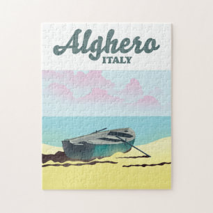 Puzzle Cartel de viaje vintage de Alghero Italia