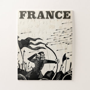 Puzzle Cartel de viaje vintage de Francia. Coche medieval