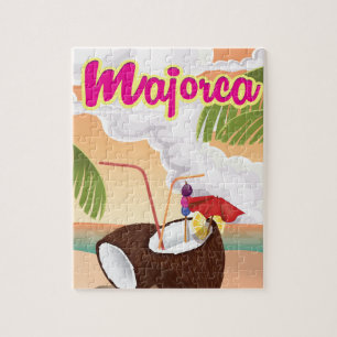 Puzzle cartel de viaje vintage de mallorca.