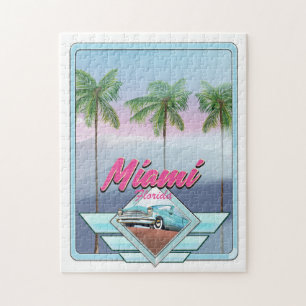 Puzzle Cartel de viaje vintage de Miami Florida