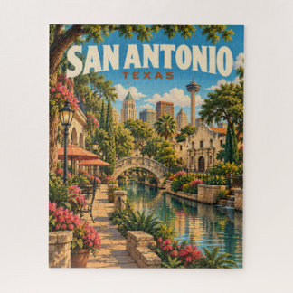 Puzzle Cartel de viaje vintage de San Antonio Texas