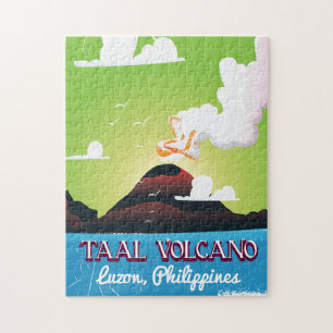 Puzzle Cartel de viaje vintage del Volcán Taal Filipinas
