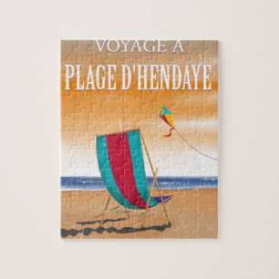 Puzzle Cartel de viaje vintage en francés de Plage d'Hend