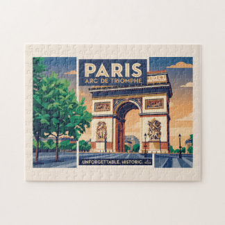 Puzzle Cartel de viaje vintage París Arco de Triunfo