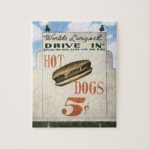 Puzzle Cartelera antigua, Drive In de hot dogs más grande