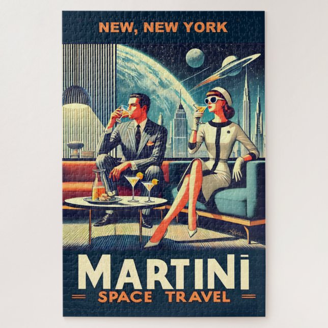 Puzzle Carteles de viaje espacial Martini New York (Vertical)