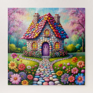Puzzle Casa Caprichosa Con Jardín De Flores Vibrantes