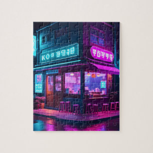 Puzzle Casa de café coreana neon LoFi Art