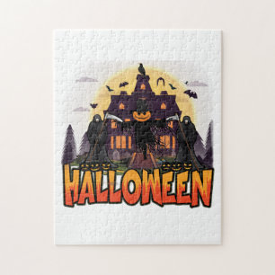 Puzzle Casa de calabaza asustada, Halloween