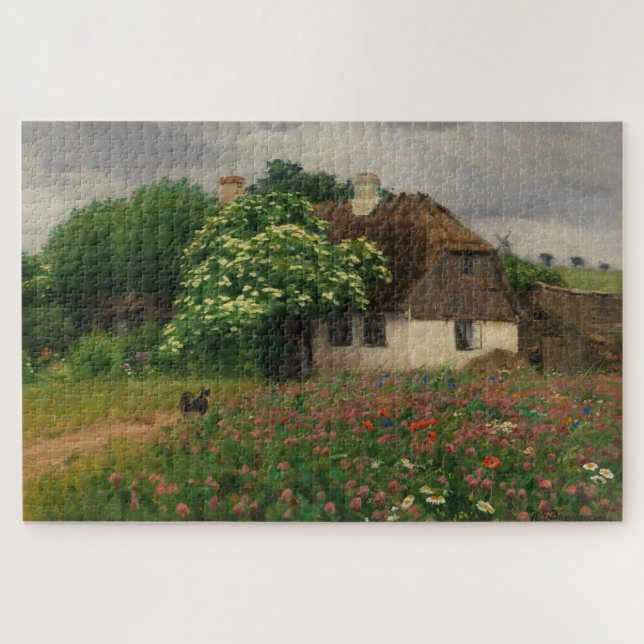 Puzzle Casa de campo con flores de pradera (Horizontal)